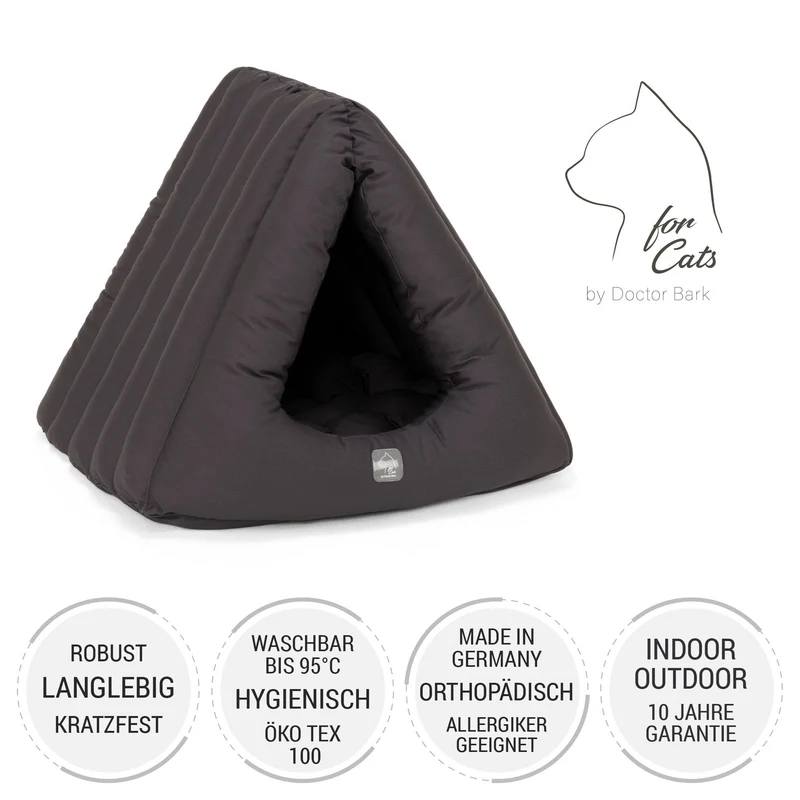 4cats by Doctor Bark Katzenhöhle Deluxe – Das waschbare Katzenbett für Katzen, die sich sicher geborgen fühlen wollen