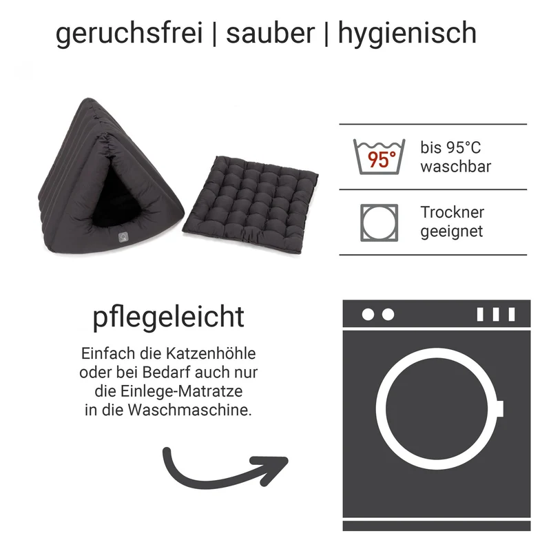 4cats by Doctor Bark Katzenhöhle Deluxe – Das waschbare Katzenbett für Katzen, die sich sicher geborgen fühlen wollen