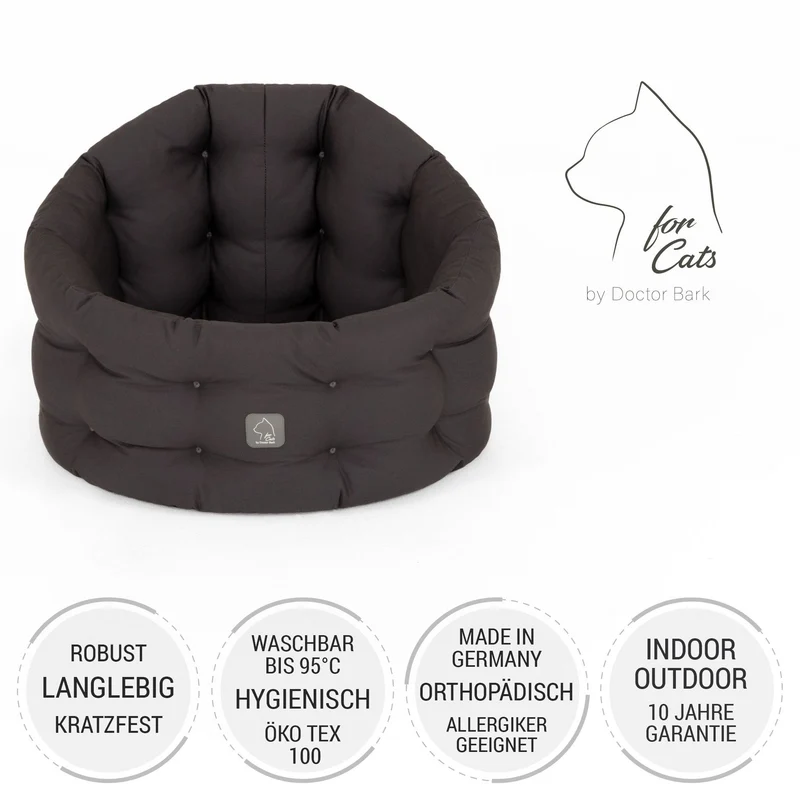 4cats by Doctor Bark Katzenbett Deluxe – Rundes Katzennest | Waschbar bis 95 °C | Formstabil & Langlebig | Made in Germany