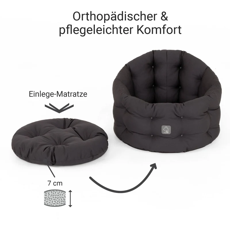 4cats by Doctor Bark Katzenbett Deluxe – Rundes Katzennest | Waschbar bis 95 °C | Formstabil & Langlebig | Made in Germany
