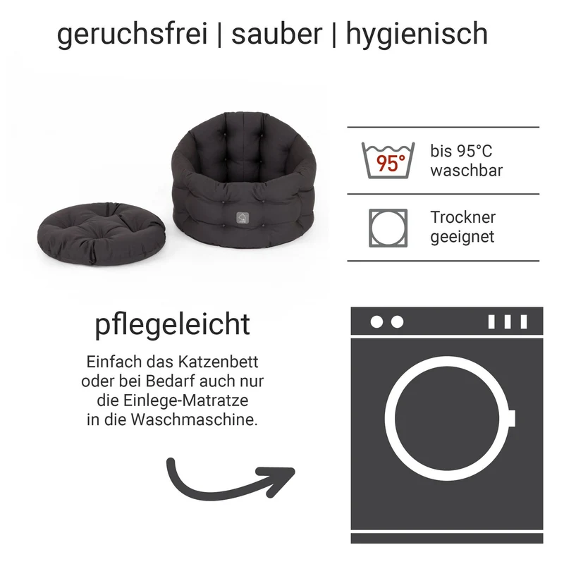 4cats by Doctor Bark Katzenbett Deluxe – Rundes Katzennest | Waschbar bis 95 °C | Formstabil & Langlebig | Made in Germany