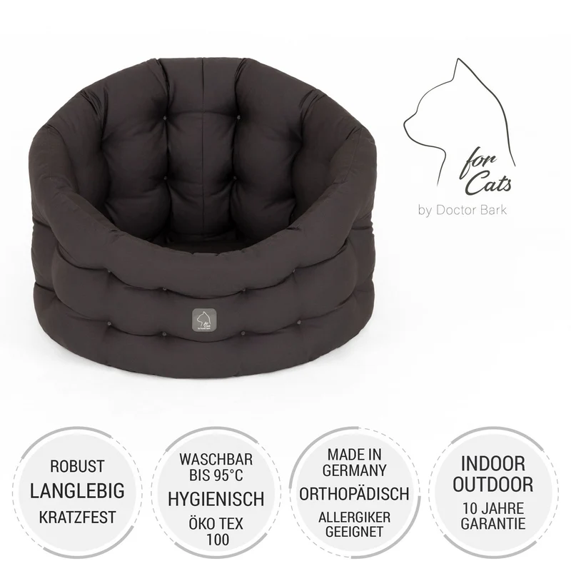 4cats by Doctor Bark Katzenbett Deluxe für Kater – Katerbett, waschbar bis 95 °C, Made in Germany | Der Rückzugsort, den dein Kater wirklich braucht