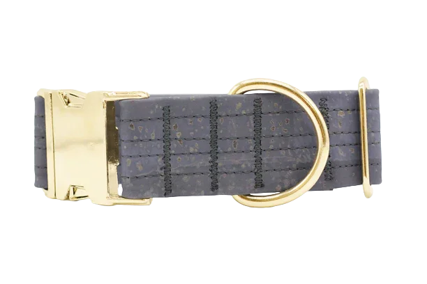 Hundehalsband mit Klickverschluss | Korkleder | Robust & Vegan | Anthrazit/Gold