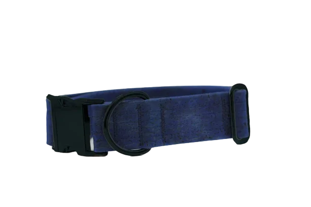 Hundehalsband mit Klickverschluss | Korkleder | Robust & Vegan | Denim/Schwarz