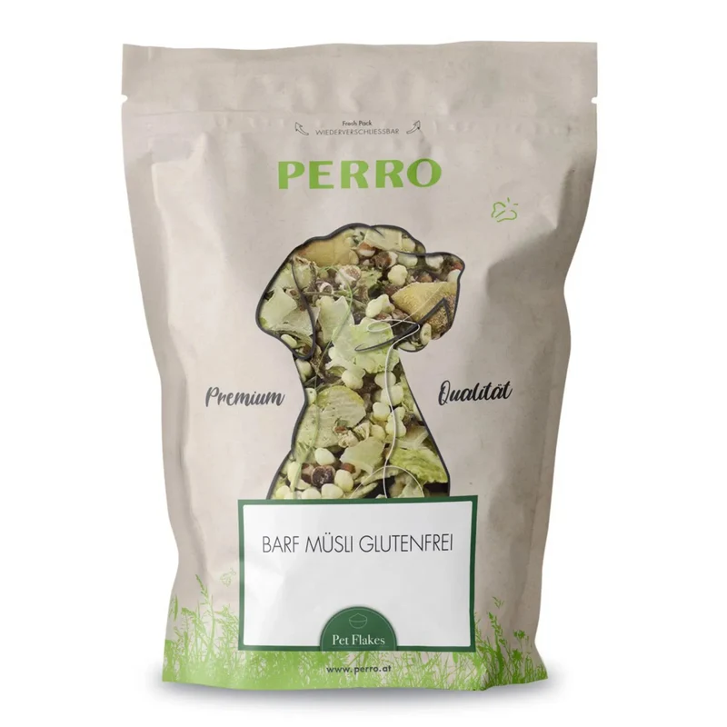 Perro BARF Müsli Glutenfrei – Natürlicher Gemüse-Hirsemix für Hunde | Schonend getrocknete Flocken, ohne künstliche Zusätze