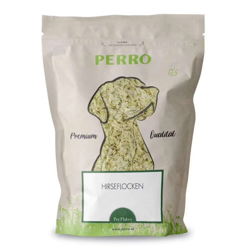 Perro Hirseflocken – 100% Goldhirse, glutenfrei & naturbelassen | Energiereiche Flocken als Ergänzung für aktive Hunde