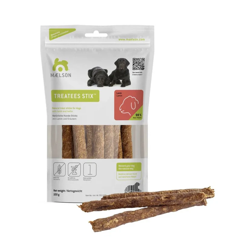 Maelson Treatees Stix Lamm – Natürliche Kaustreifen für gesunde Zähne & glückliche Hunde