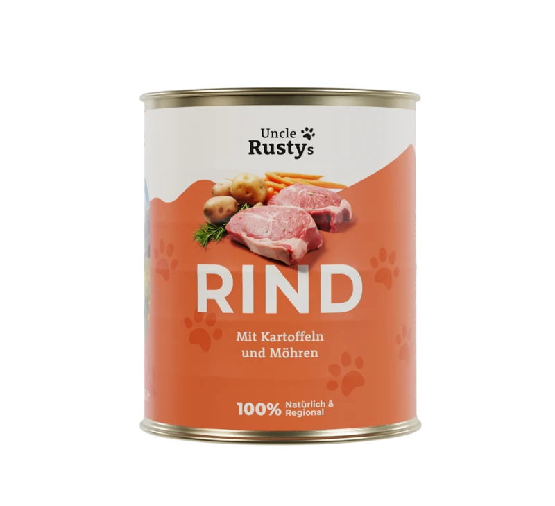 Uncle Rusty's Rind mit Kartoffeln und Karotten Nassfutter - regionale Zutaten