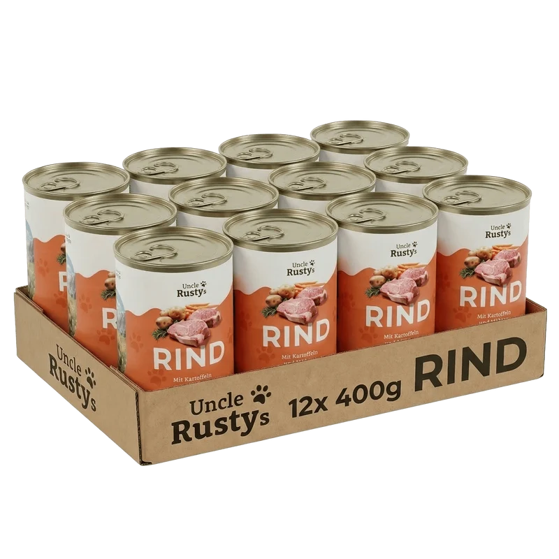 Uncle Rusty's Rind mit Kartoffeln und Karotten Nassfutter - regionale Zutaten
