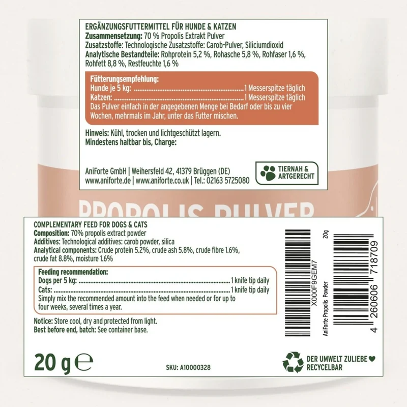 AniForte Natürliches Propolis Pulver für Hunde – Immunsystem & Hautgesundheit stärken