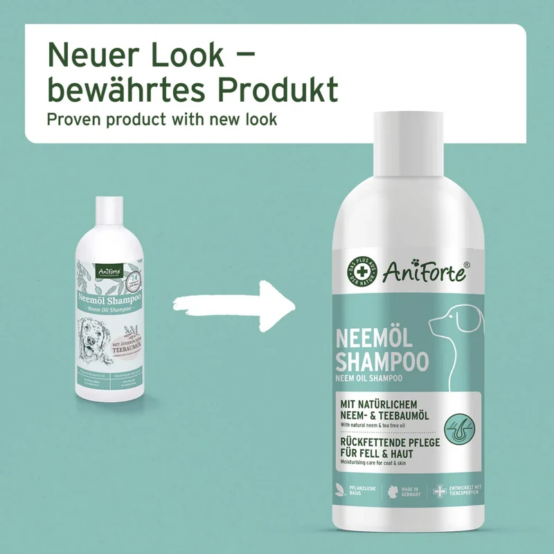 AniForte Neemöl Shampoo – Natürliche Pflege gegen Juckreiz & Hautirritationen für gesundes, glänzendes Hundefell bei sensibler Haut
