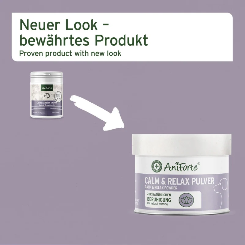 AniForte Calm & Relax – Natürliches Beruhigungspulver für ängstliche & nervöse Hunde – Pflanzliche Kräutermischung gegen Stress, Angst & Unruhe