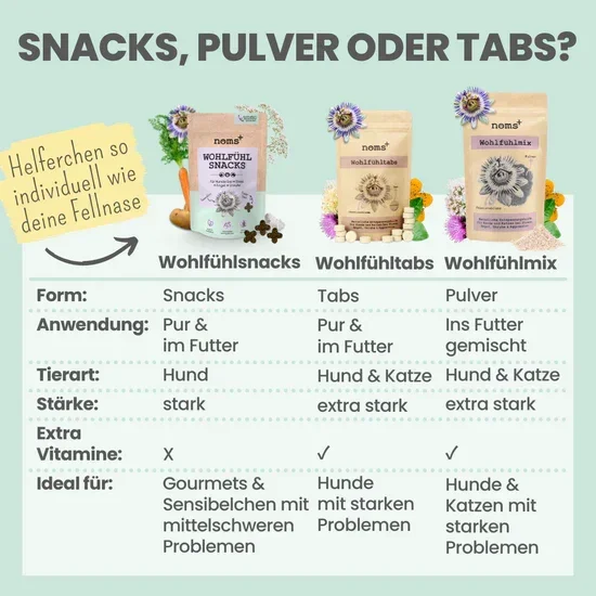 Noms+ Wohlfühltabs für Hunde & Katzen | Bei Stress, Angst, Unruhe & Hyperaktivität | 100% vegan & tierleidfrei | 130g