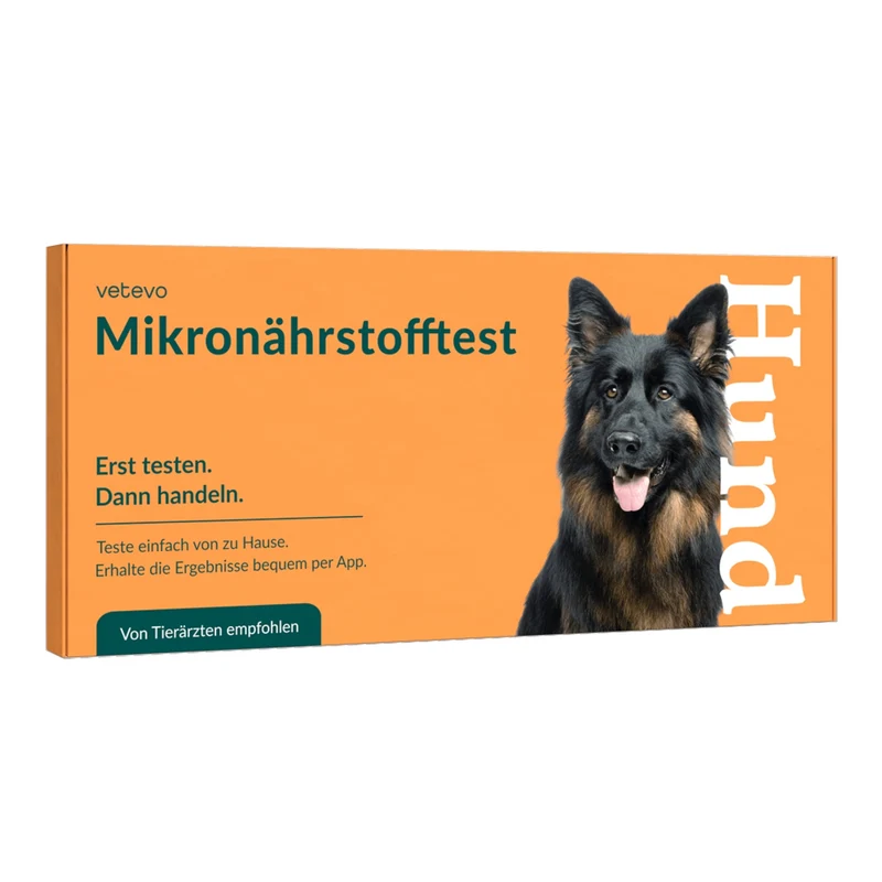 Vetevo Mikronährstofftest für Hunde – 38 Nährstoffe auf Mangel testen, Ergebnisse in 7 Tagen, tierärztlich ausgewertet