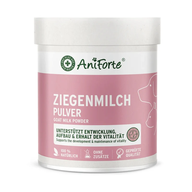 AniForte Ziegenmilch Pulver für Hunde & Katzen – Leicht Verdaulich, Stärkt Immunsystem & Ideal für Welpen, Kitten & Sensible Tiere