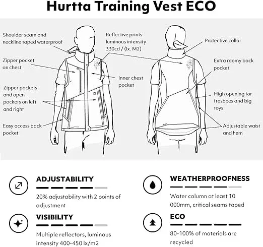 Hurtta Trainingsweste Training vest ECO | Recyceltes Material | Wassersäule über 10000 mm | Cinnamon