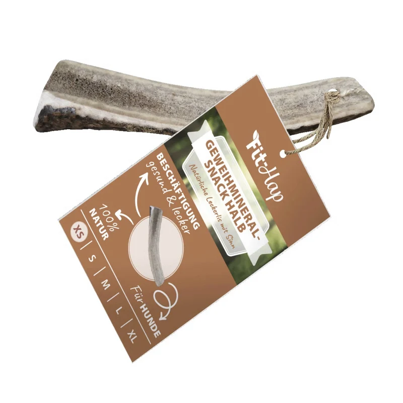 cdVet Fit-Hap Geweihmineral-Snack halb – Kausnack aus Rothirsch-Geweih für gesunde Zähne, starkes Zahnfleisch und langanhaltenden Kauspaß