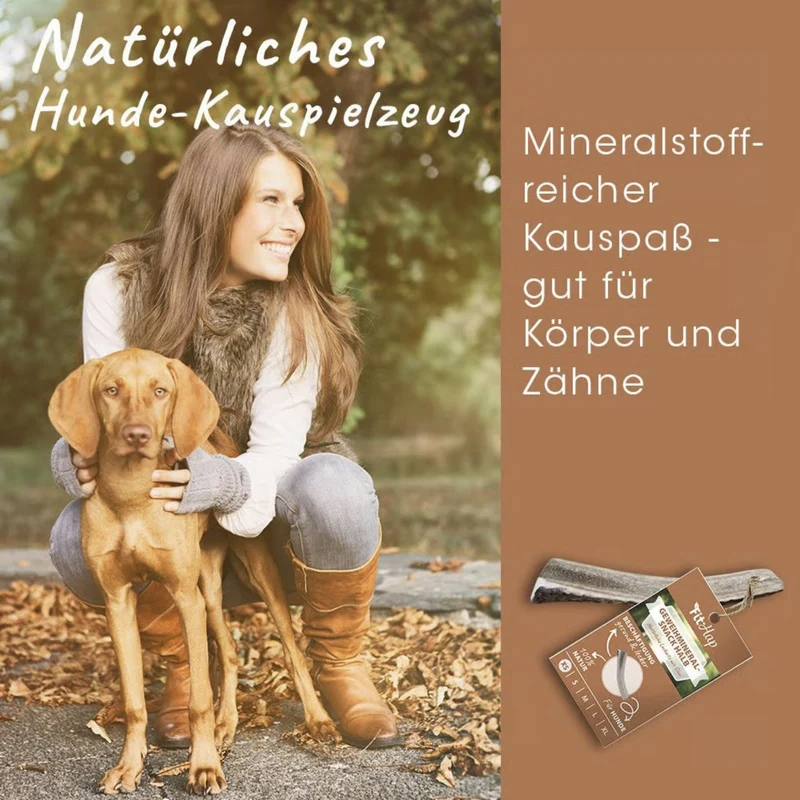 cdVet Fit-Hap Geweihmineral-Snack halb – Kausnack aus Rothirsch-Geweih für gesunde Zähne, starkes Zahnfleisch und langanhaltenden Kauspaß
