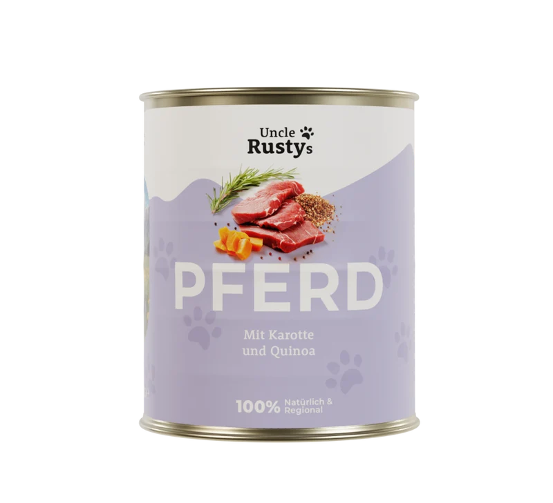 Uncle Rusty's Pferd mit Karotte und Quinoa Nassfutter - regionale Zutaten