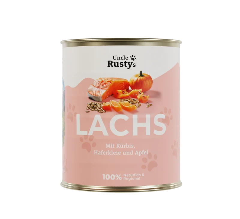 Uncle Rusty's Lachs mit Kürbis, Haferkleie und Apfel Nassfutter - regionale Zutaten