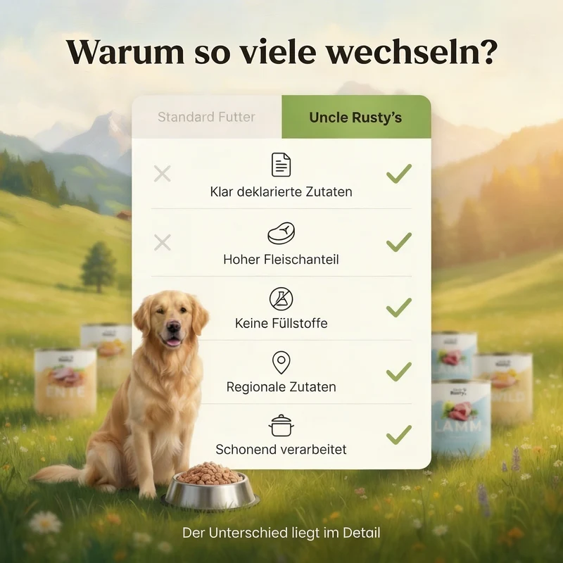 Uncle Rusty's Lachs mit Kürbis, Haferkleie und Apfel Nassfutter - regionale Zutaten