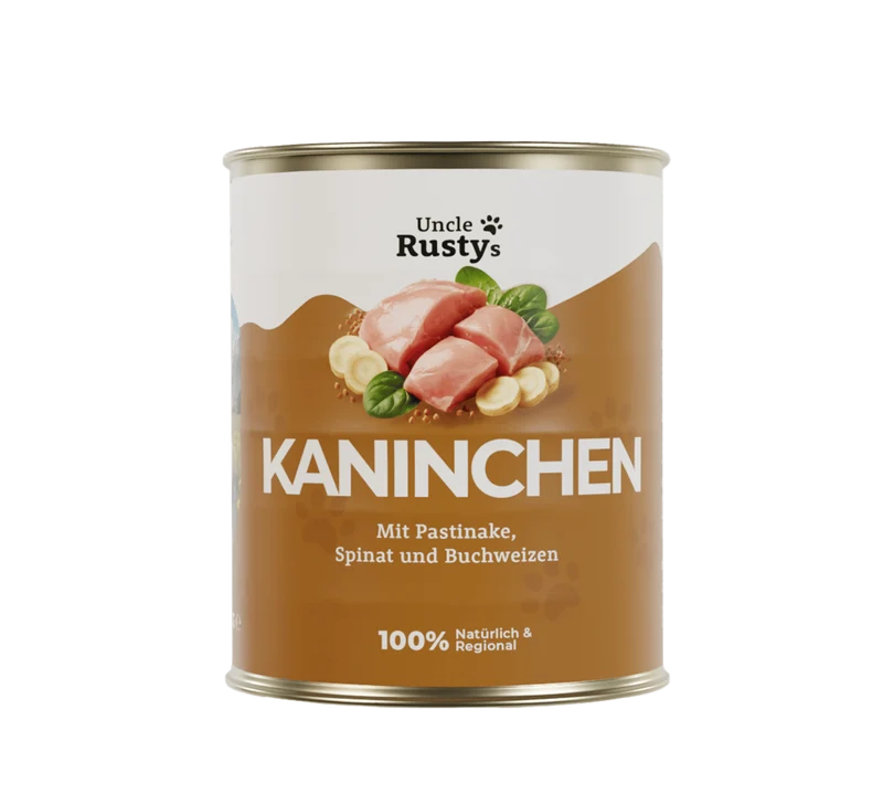 Uncle Rusty's Kaninchen mit Pastinake, Spinat und Buchweizen Nassfutter - regionale Zutaten