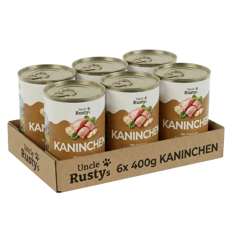 Uncle Rusty's Kaninchen mit Pastinake, Spinat und Buchweizen Nassfutter - regionale Zutaten