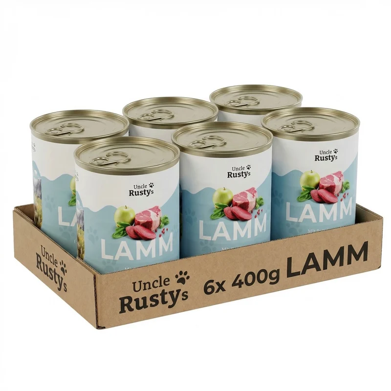 Uncle Rusty's Lamm mit Rote Beete, Haferkleie und Apfel Nassfutter - regionale Zutaten