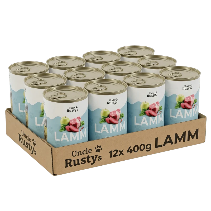 Uncle Rusty's Lamm mit Rote Beete, Haferkleie und Apfel Nassfutter - regionale Zutaten