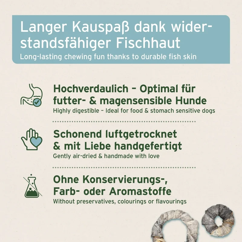 AniForte Fischhaut Donuts – Natürlicher Kausnack für Hunde, reich an Omega-3 & Kollagen