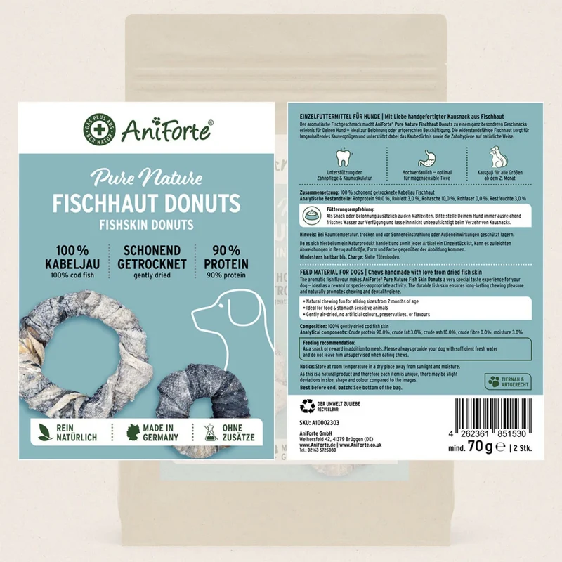 AniForte Fischhaut Donuts – Natürlicher Kausnack für Hunde, reich an Omega-3 & Kollagen