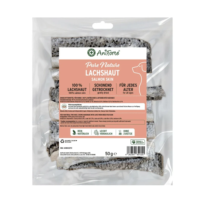 AniForte Lachshaut Hundesnack – 100% Natürlicher Kauspaß für gesunde Zähne & glänzendes Fell