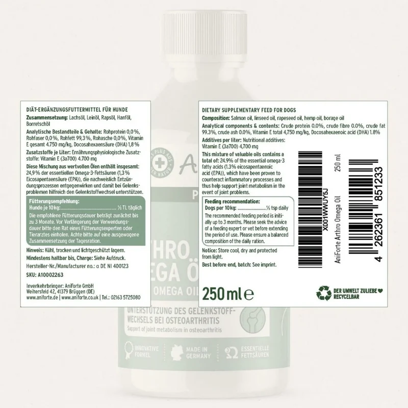 AniForte Arthro Omega Öl für Hunde – Premium Gelenkunterstützung mit Omega-3 bei Arthrose & Gelenkentzündungen