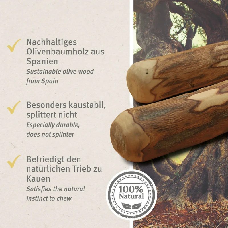 AniForte Olivenholz Kauknochen – Natürliche Zahnpflege & Langanhaltender Kauspaß für Hunde