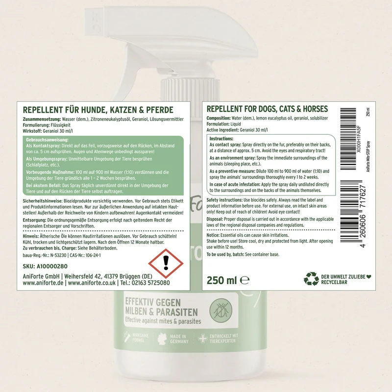 AniForte Milben-STOP Spray für Hunde – Natürlicher Schutz gegen Milben, Juckreiz & Hautirritationen