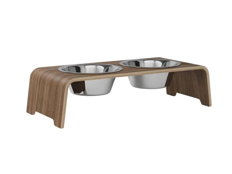 Futterstation dogBar® für Hunde | Edelstahl | Nussbaum | NEU: 6 Größen