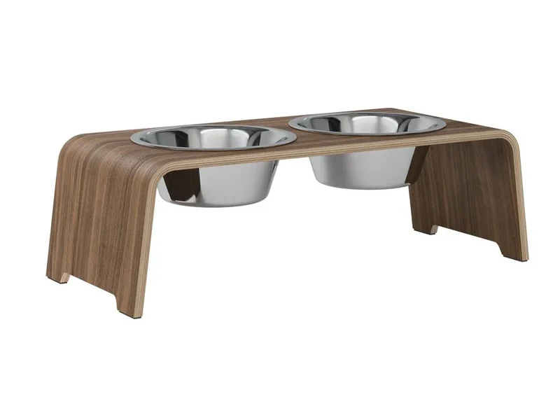 Futterstation dogBar® für Hunde | Edelstahl | Nussbaum | NEU: 6 Größen