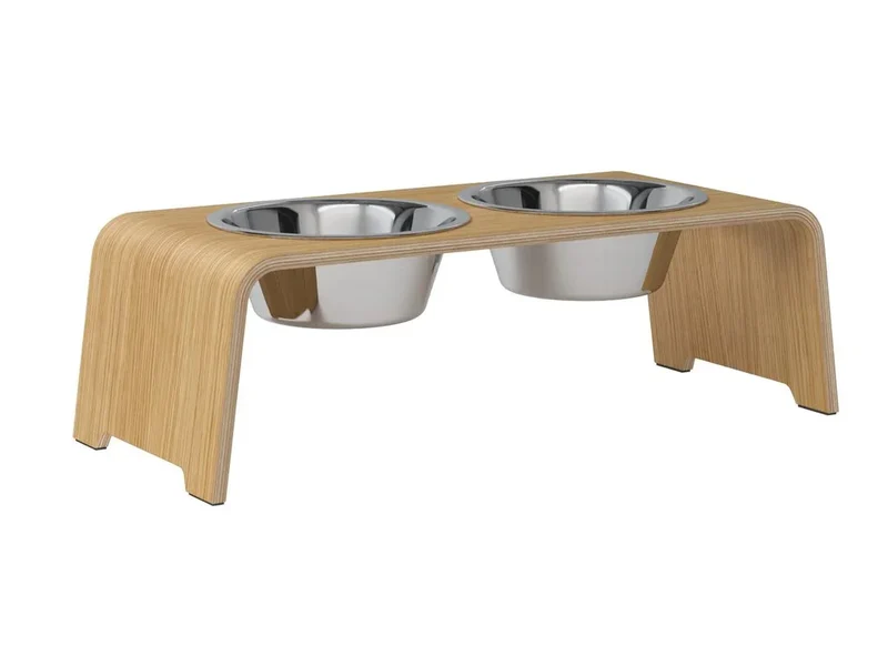 Futterstation dogBar® für Hunde | Edelstahl | Eiche hell | NEU: 6 Größen
