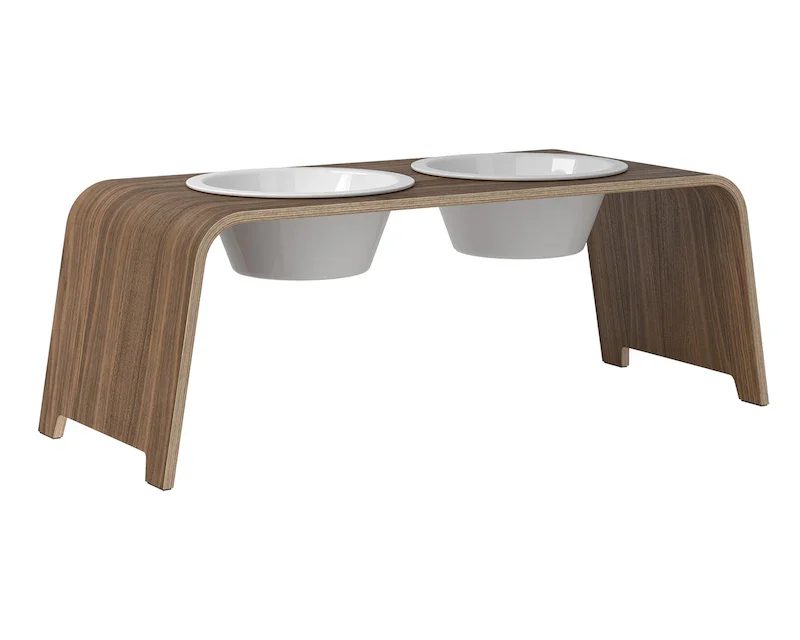 Futterstation dogBar® für Hunde | Porzellan | Nussbaum | NEU: 6 Größen