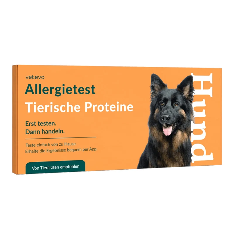 Vetevo Allergietest Hund – 83 Tierische Proteine testen | Fisch, Fleisch, Milch & Ei | Unverträglichkeiten erkennen bei Juckreiz, Durchfall & Pfotenlecken