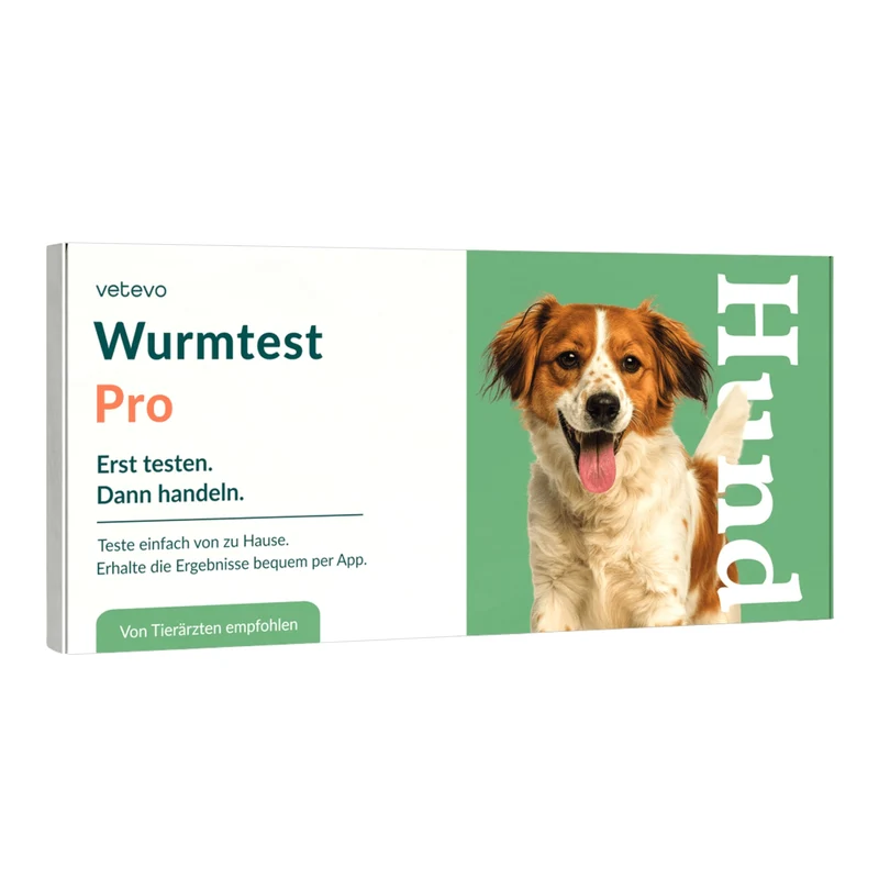 Vetevo Wurmtest Pro Hund – Zuverlässiger Kottest auf 7 Wurmarten & Giardien, bequem von zu Hause