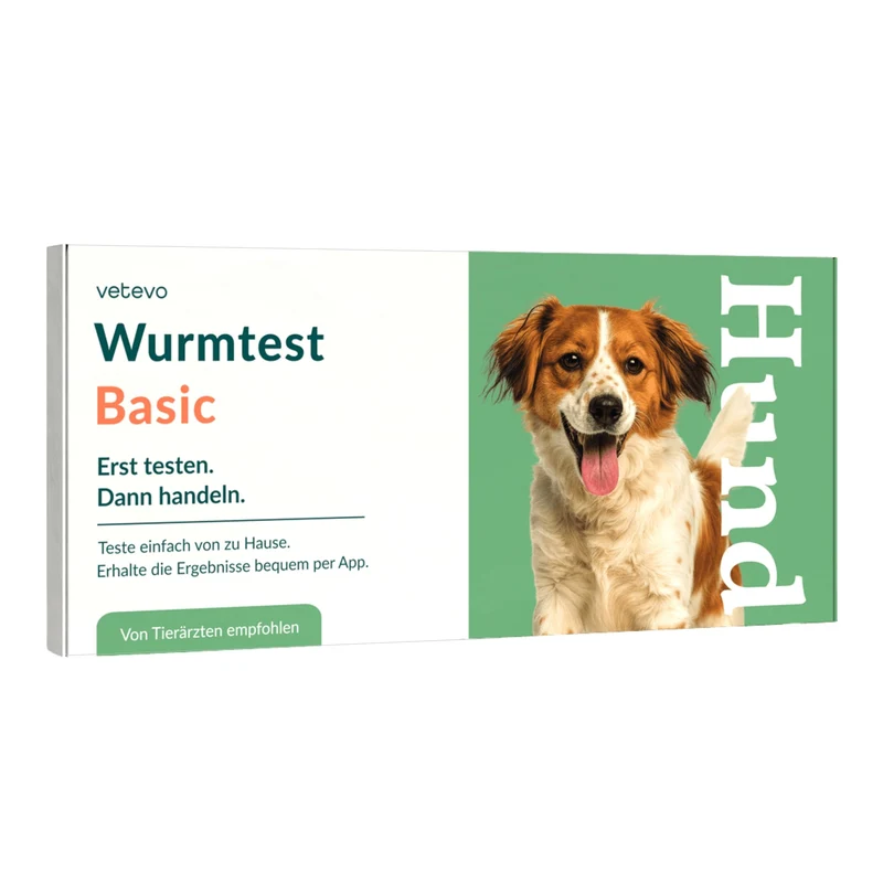 Vetevo Wurmtest Basic für Hunde – Zuverlässige Kotprobe auf 7 Wurmarten & Parasiten, einfach zuhause