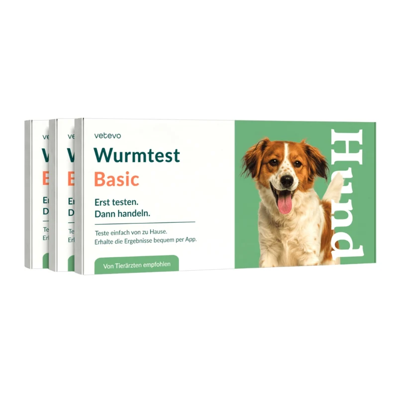 Vetevo Wurmtest Basic für Hunde – Zuverlässige Kotprobe auf 7 Wurmarten & Parasiten, einfach zuhause