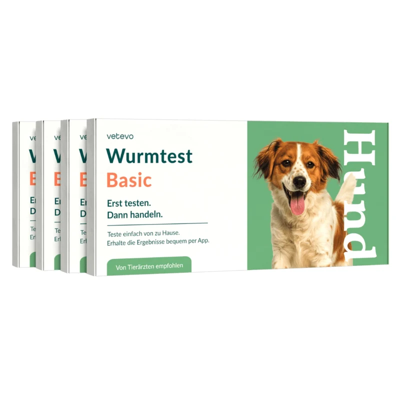 Vetevo Wurmtest Basic für Hunde – Zuverlässige Kotprobe auf 7 Wurmarten & Parasiten, einfach zuhause