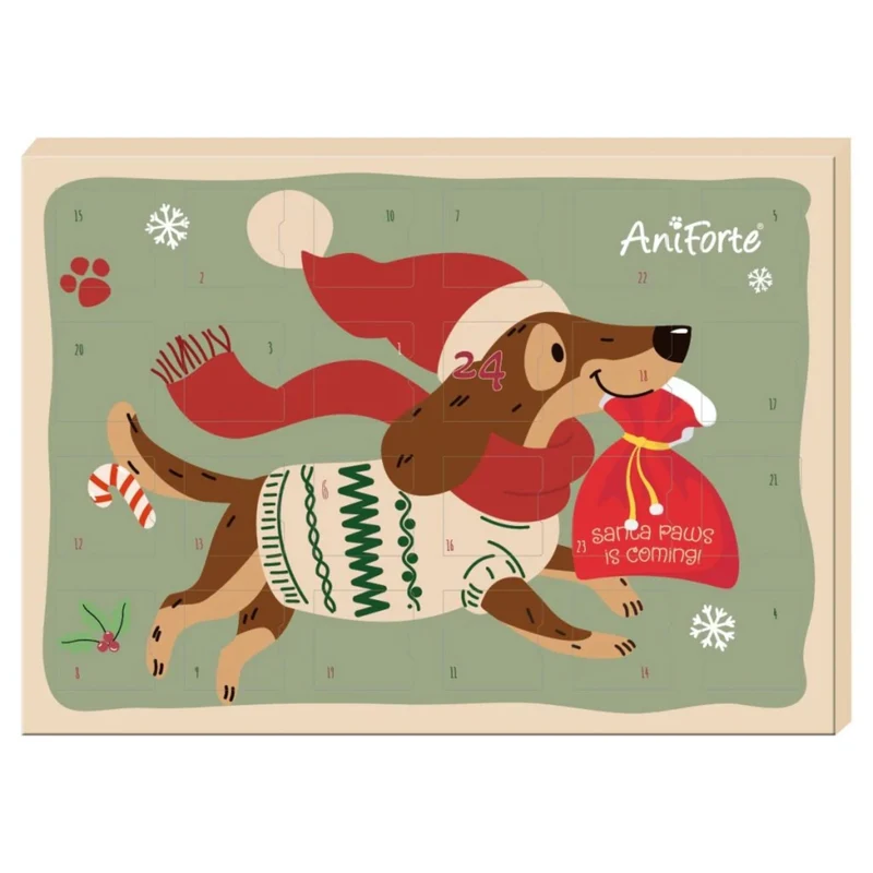AniForte Hunde Adventskalender 2025 - 24 Premium Leckerlis Getreidefrei & Luftgetrocknet für Natürlichen Genuss