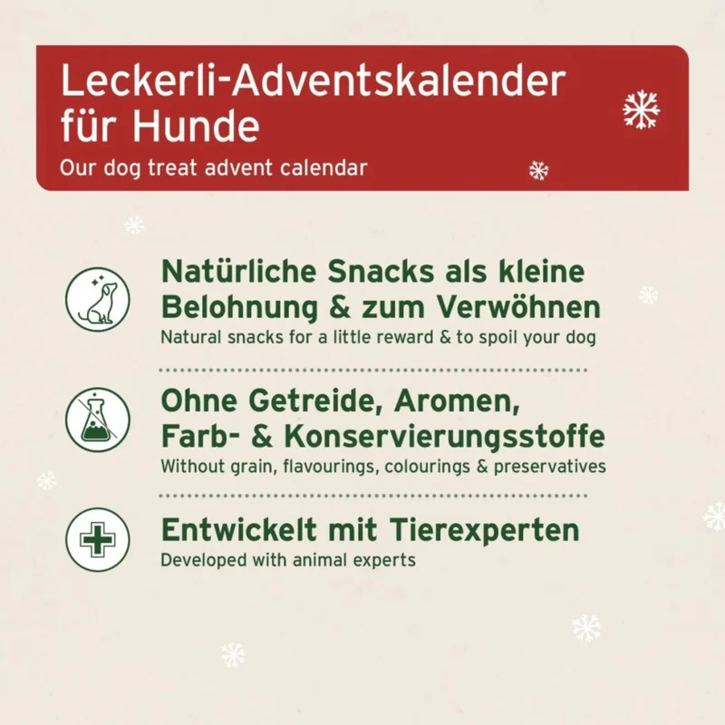 AniForte Hunde Adventskalender 2025 - 24 Premium Leckerlis Getreidefrei & Luftgetrocknet für Natürlichen Genuss