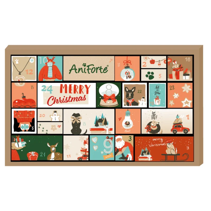 AniForte Premium Adventskalender für Hunde - 24 hochwertige Überraschungen für gesunde Vorfreude