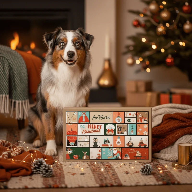 AniForte Premium Adventskalender für Hunde - 24 hochwertige Überraschungen für gesunde Vorfreude