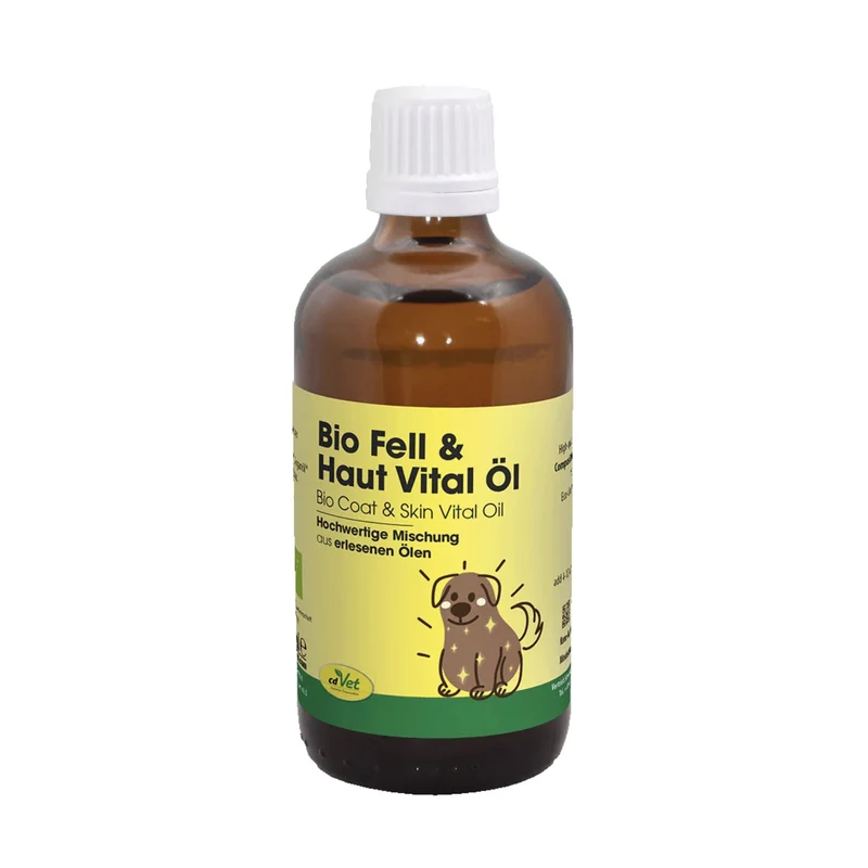 cdVet Bio Fell & Haut Vital Öl – Natürliche Pflege für gesunde Haut & glänzendes Fell mit Omega 3, 6 & Vitamin E für Hunde, Katzen & Pferde