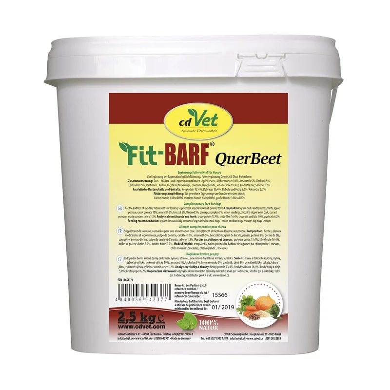 cdVet Fit-BARF QuerBeet – Natürliche Gemüse-Kräuter-Mischung für ausgewogene Rohfütterung beim Hund